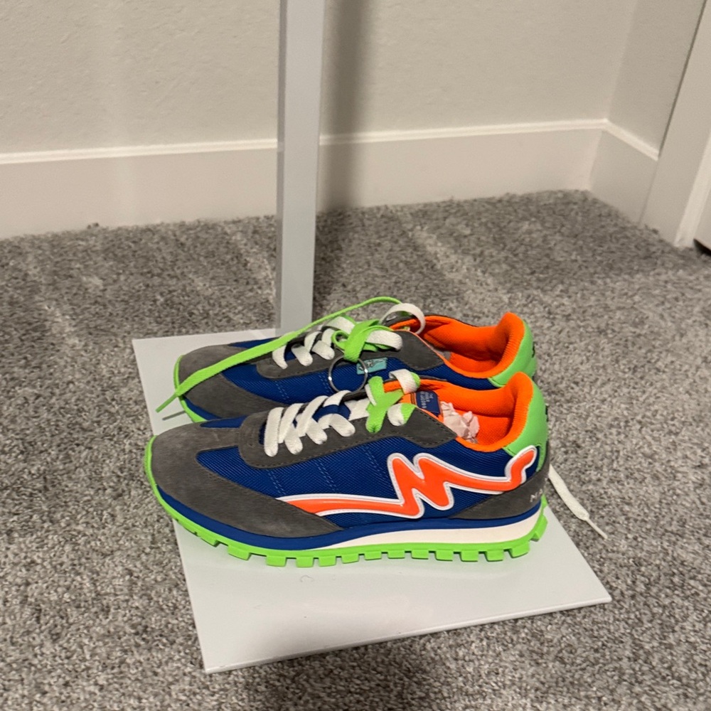 Marc Jacobs Blue Sneakers with Neon Green & Orange Accents - Picture 5 of 8